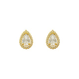 14K Yellow Gold Teardrop CZ Stud Earrings - Grace Fine Gold