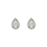 14K White Gold Teardrop CZ Stud Earrings - Grace Fine Gold