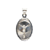 14K White Gold Diamond Cut Jesus Crucifix Oval Charm - Grace Fine Gold