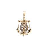 14K Tri-Color Gold Anchor Jesus Cross Charm Pendent - Grace Fine Gold