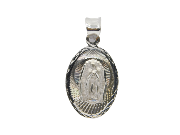 14K White Gold D.C Virgin Mary Guadalupe Oval Charm - Grace Fine Gold