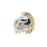 14K Gold  Men's Fancy Horse Face CZ Ring - Grace Fine Gold