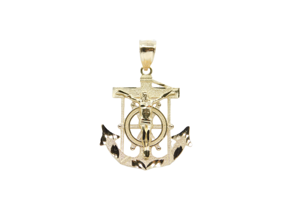 14K Yellow Gold Jesus Anchor Pendant - Grace Fine Gold