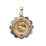 14K Tri- Color D.C With CZ Baptism Charm Pendant - Grace Fine Gold