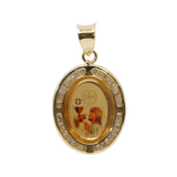 14K Yellow Gold Cubic Zirconia Communion Oval Charm - Grace Fine Gold