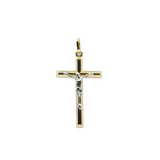 14K  Two-Tone Round Tube Jesus Cross Pendant - Grace Fine Gold