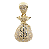 14K Yellow Gold  Pave C.Z Money Bag Charm - Grace Fine Gold