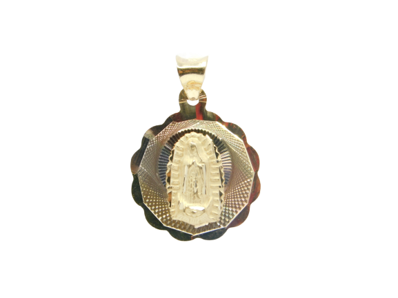 14K Tri-Color Diamond Cut Virgin Mary Guadalupe Charm Pendant - Grace Fine Gold
