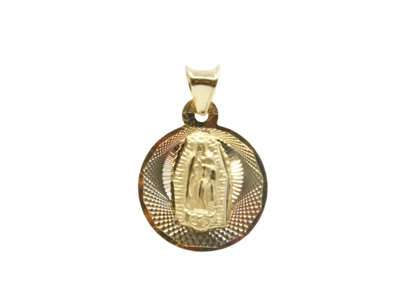 14K Gold Tri-Color Diamond Cut Virgin Mary Guadalupe Round Charm  Pendant - Grace Fine Gold