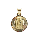 14K Gold Tri-Color Diamond Cut Virgin Mary Guadalupe Round Charm  Pendant - Grace Fine Gold