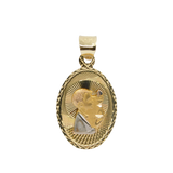 14K Tri-Color Gold Diamond-cut Communion Stamp Oval Charm - Grace Fine Gold