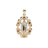 14k Tri-Color Rose and Guadalupe Pendent - Grace Fine Gold