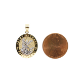 14K Gold Two Tone Saint Michael Oval Charm - Grace Fine Gold