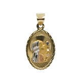 14K Tri-Color Gold Diamond-cut Communion Stamp Oval Charm - Grace Fine Gold