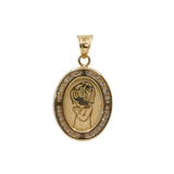 14K Yellow Gold Cubic Zirconia Communion Oval Charm Pendant - Grace Fine Gold