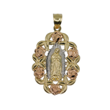 14k Tri-Color Rose and Guadalupe Pendent - Grace Fine Gold