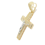 14K Micro Pave CZ Two-Tone Mens Crucifix Cross - Grace Fine Gold