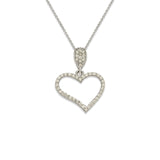 14K White Gold Fancy Heart CZ Necklace - Grace Fine Gold