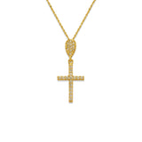 14K Yellow Gold  Fancy Cross CZ Necklace - Grace Fine Gold