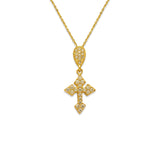 14K Yellow Gold Fancy Cross CZ Necklace - Grace Fine Gold