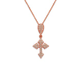 14K Rose Gold Fancy Cross CZ Necklace - Grace Fine Gold