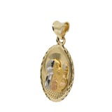 14K Tri-Color Gold Diamond-cut Communion Stamp Oval Charm - Grace Fine Gold