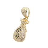 14K Yellow Gold  Pave C.Z Money Bag Charm - Grace Fine Gold