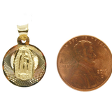 14K Gold Tri-Color Diamond Cut Virgin Mary Guadalupe Round Charm  Pendant - Grace Fine Gold