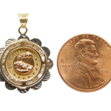 14K Tri- Color D.C With CZ Baptism Charm Pendant - Grace Fine Gold