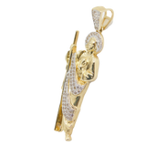 14K Yellow Gold Micro Pave CZ San Judas Tateo Mens Charm - Grace Fine Gold