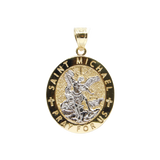 14K Gold Two Tone Saint Michael Oval Charm - Grace Fine Gold