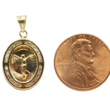 14K Tri-Color D.C with CZ Jesus Crucifix Charm Pendant - Grace Fine Gold