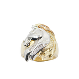 14K Gold  Men's Fancy Horse Face CZ Ring - Grace Fine Gold