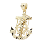 14K Yellow Gold Jesus Anchor Pendant - Grace Fine Gold