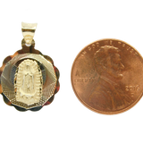 14K Tri-Color Diamond Cut Virgin Mary Guadalupe Charm Pendant - Grace Fine Gold