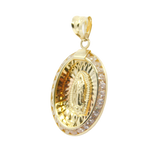14K Tri-Color D.C With CZ Virgin Mary Guadalupe Oval Charm - Grace Fine Gold