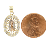 14K Tri-Color Gold with CZ Virgin Mary Guadalupe Oval Charm - Grace Fine Gold