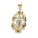 14k Tri-Color Rose and Guadalupe Pendent - Grace Fine Gold