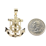 14K Yellow Gold Jesus Anchor Pendant - Grace Fine Gold