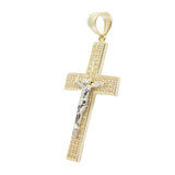 14K Gold Micro Pave CZ Two-Tone Men Crucifix Cross - Grace Fine Gold