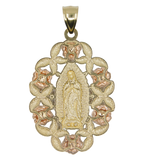 14k Tri-Color Rose and Guadalupe Pendent - Grace Fine Gold