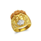 14K Gold Men's Fancy Jesus Face CZ Ring - Grace Fine Gold