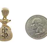 14K Yellow Gold  Pave C.Z Money Bag Charm - Grace Fine Gold