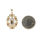 14k Tri-Color Rose and Guadalupe Pendent - Grace Fine Gold