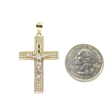 14K Gold Micro Pave CZ Two-Tone Men Crucifix Cross - Grace Fine Gold