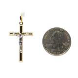 14K  Two-Tone Round Tube Jesus Cross Pendant - Grace Fine Gold
