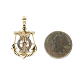 14K Tri-Color Gold Anchor Jesus Cross Charm Pendent - Grace Fine Gold