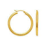 14K Yellow Gold 3mm Round Tube Hoop Earrings - Grace Fine Gold