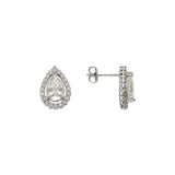 14K White Gold Teardrop CZ Stud Earrings - Grace Fine Gold