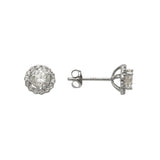 14K White Gold Fancy Round Solitaire CZ Stud Earrings - Grace Fine Gold